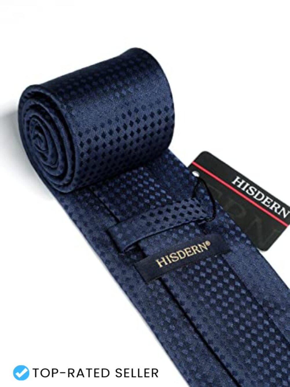 Classic Checkered Silk Blend Tie Set Formal Elegant Pocket Square - Picture 4 of 7